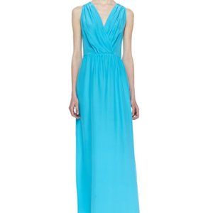 Amanda Uprichard Turquoise Skylar Surplice Dress